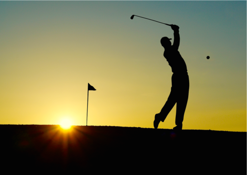 Golfer at sunset Golfer, golf, sunset, sport, golfen