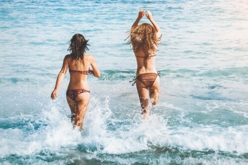zwemmen, swim, women, friends, beach, muien